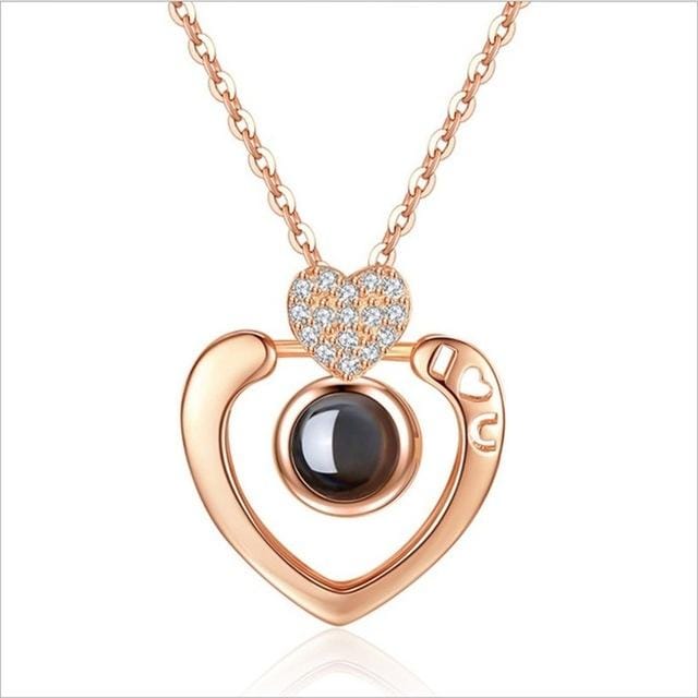 Girl Heart Pendant Necklace Jewelry (Gold)