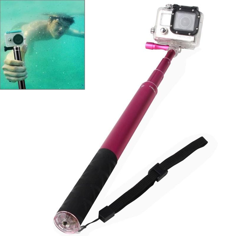 Extendable Self-portrait Waterproof Aluminum Alloy Handheld Monopod with Tripod Mount Adapter + Screw for GoPro HERO5 Session /5 /4 Session /4 /3+ /3 /2 /1, Xiaoyi Sport Cameras, Full Length Max: 100cm (Magenta)
