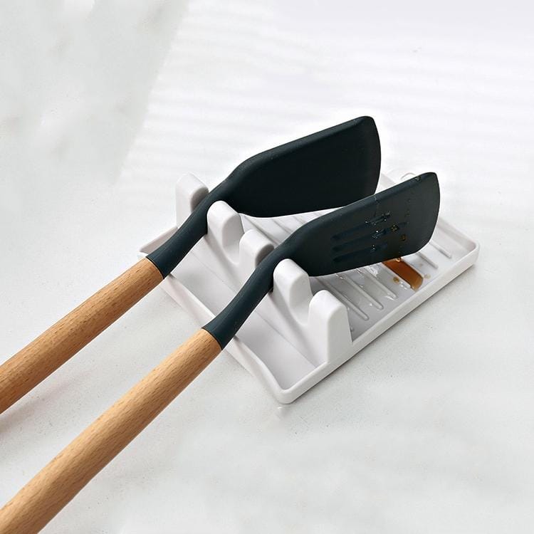 5 PCS Kitchen Spatula Shelf Spoon Pad Household Multifunctional Plastic Wall Hanging Rack (White)