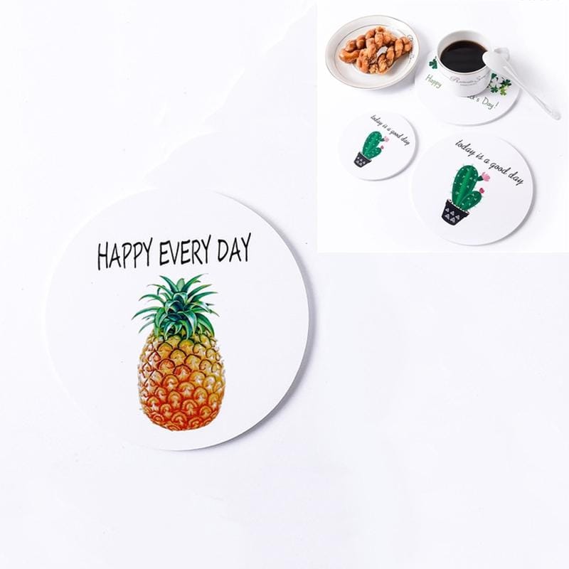 25 PCS Round Cartoon Non-slip Anti-scalding Coaster Creative Insulation Mat Cute Placemat, Size:S (Cactus)