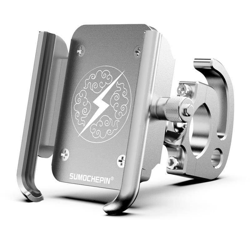 Motorcycle Aluminum Alloy Mobile Phone Bracket with Hook, Suitable for 4-6.5 inch Phones (White)