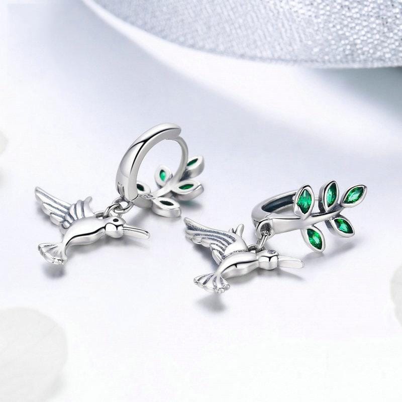 Hummingbird Greetings S925 Sterling Silver With Zircon Earrings