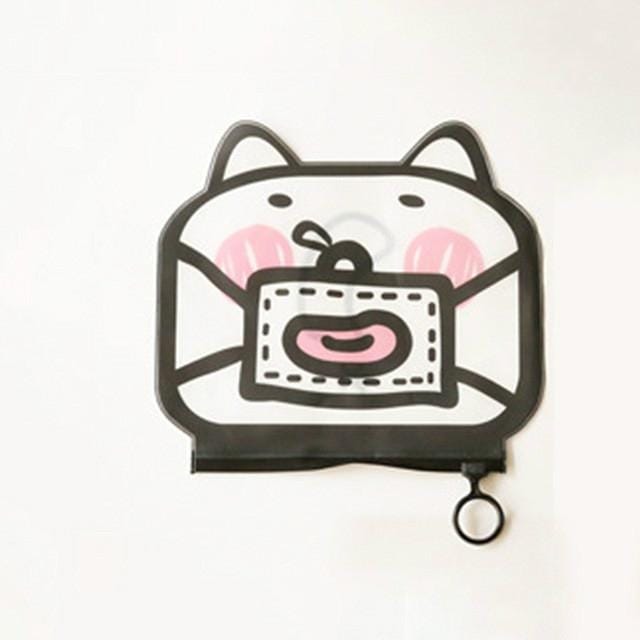 3 PCS Cartoon Cat Shape Stationery Storage Bag Creative Translucent Frosted Waterproof File Bag Zipper Bag (Mask cat)