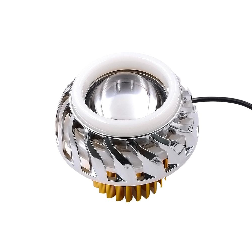 Motorcycle 30W DC 12V-85V LED Headlight Lens Built-in Whirlwind Double Aperture Angle Eyes + Devil Eye (Red Light)