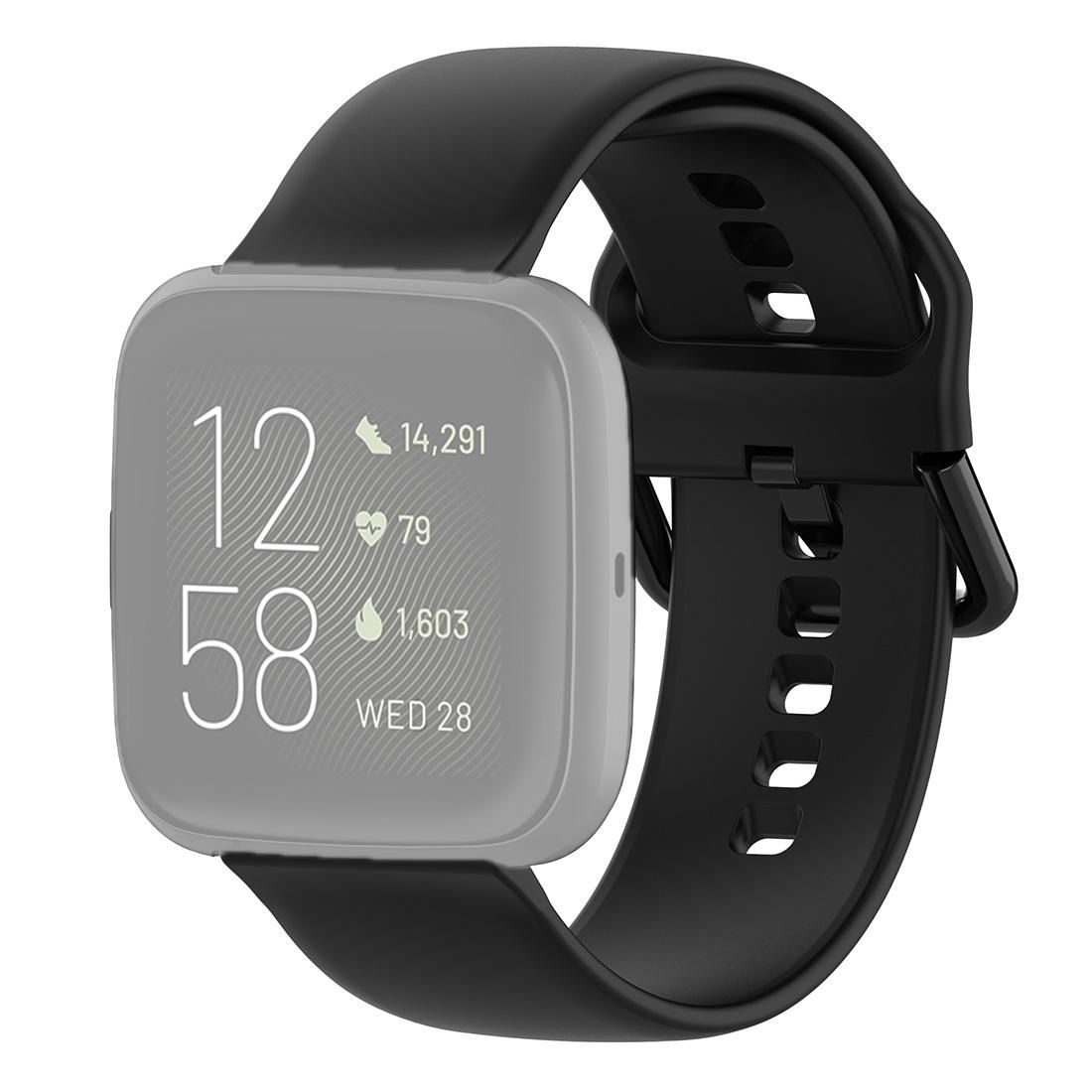23mm Color Buckle Silicone Wrist Strap Watch Band for Fitbit Versa 2 / Versa / Versa Lite / Blaze, Size: L (Black)