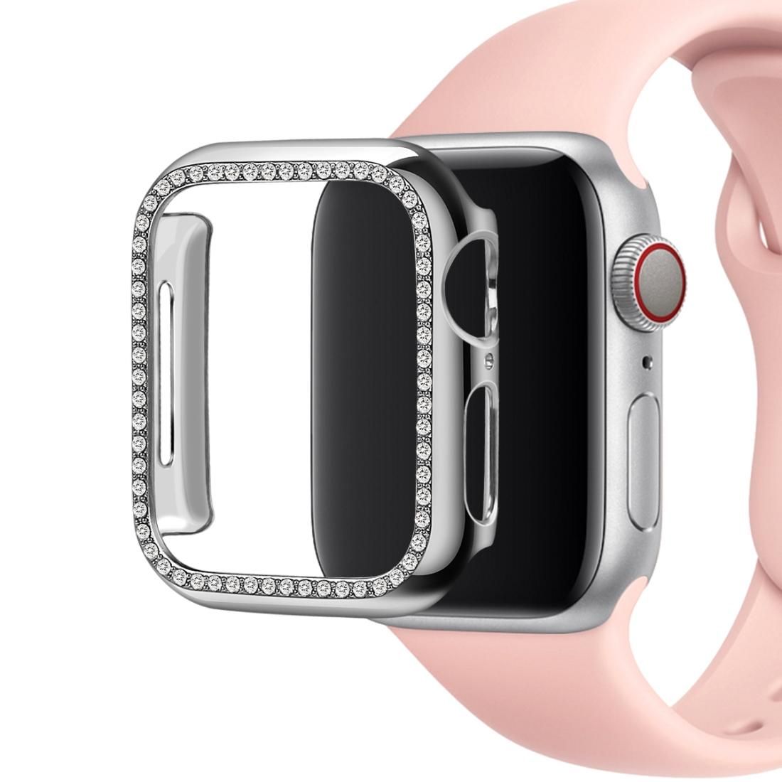 For Apple Watch Series 6 & SE & 5 & 4 40mm / 3 & 2 & 1 38mm PC Diamond Smart Watch Protective Case (Silver)
