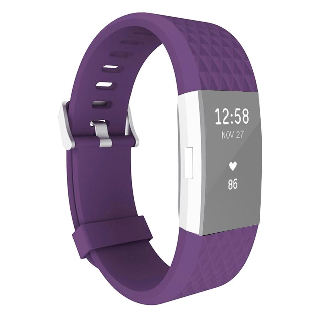 For Fitbit Charger 2 Bracelet Watch Diamond Texture TPU Watchband, Full Length: 23cm (Purple)