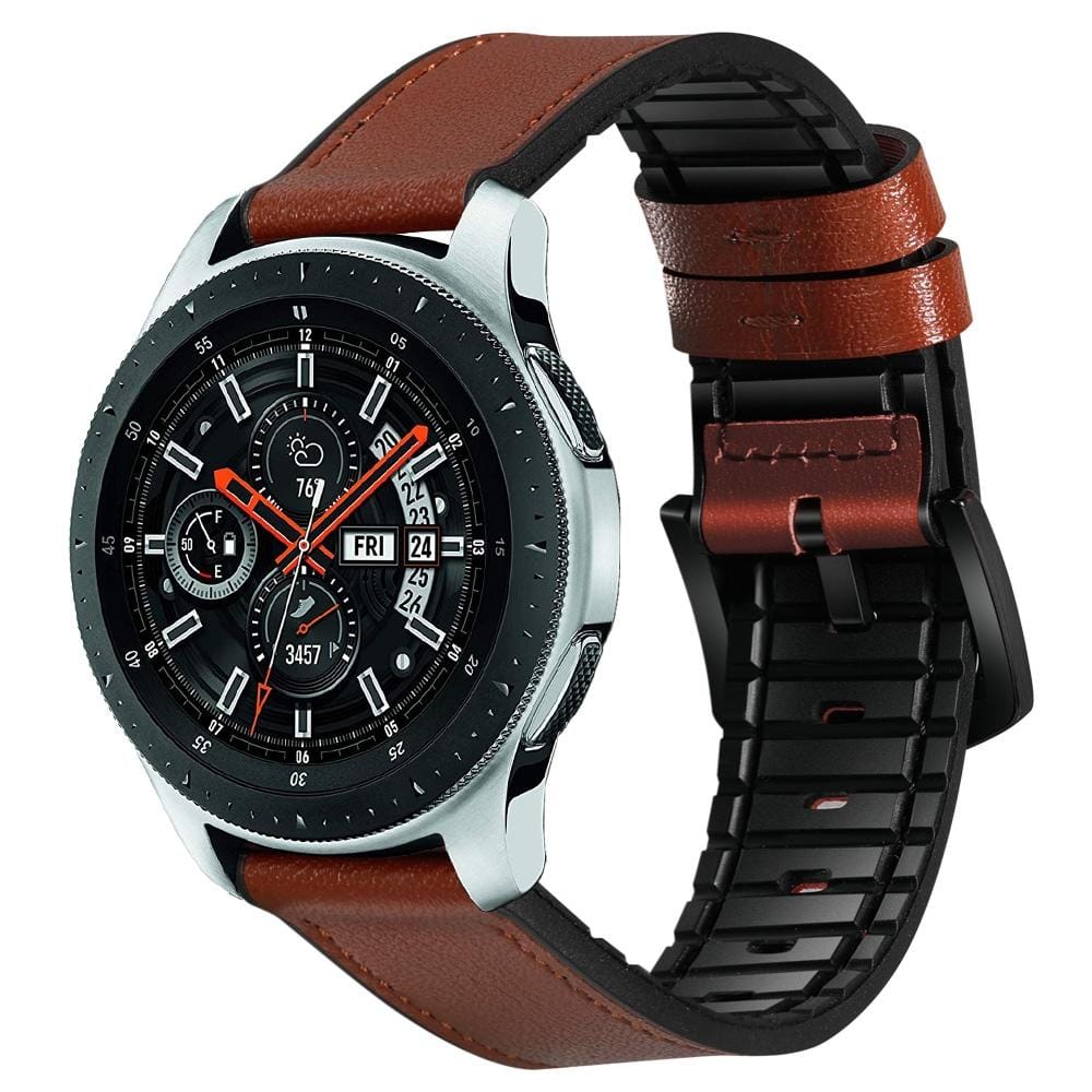 For Samsung Galaxy Watch Active 2 22mm Leather And Silicone Sports Band (Brown)