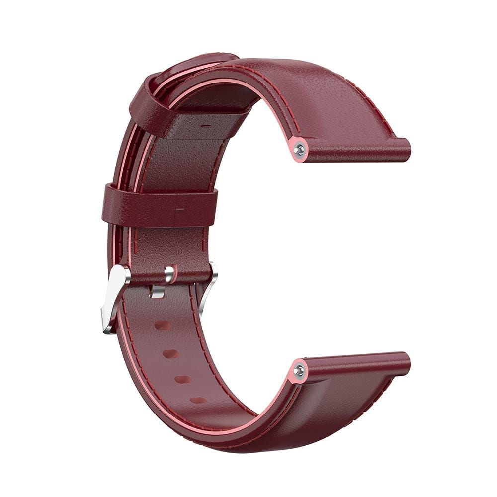 For Garmin Vivoactive 3 Oil Wax Calf Leather Replacement Wrist Strap Watchband (Dark Red)