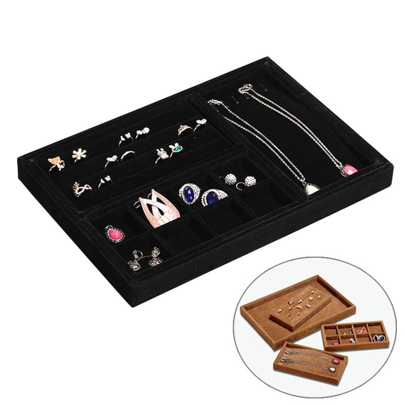Creative Multi-function Desktop Jewelry Suede Storage Box (Black)