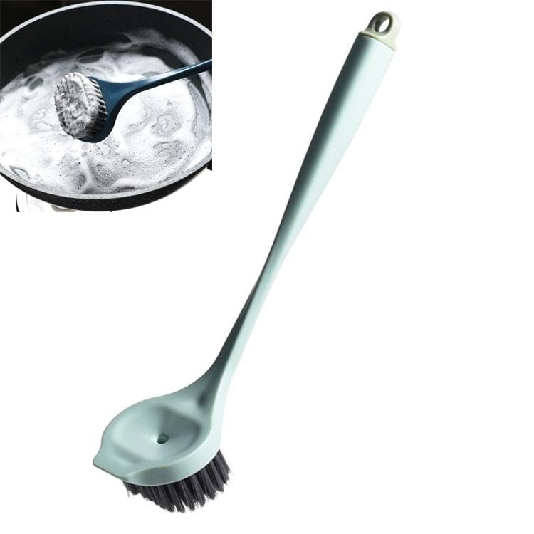 Kitchen Cleaning Non-stick Oil Small Waist Wash Pot Brush with Long Handle Brush (Green)