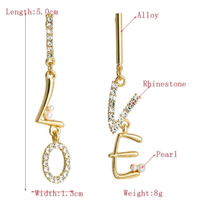 3 Pairs Letter Earrings S925 Silver Needle Earrings Wild Personality Long Earrings