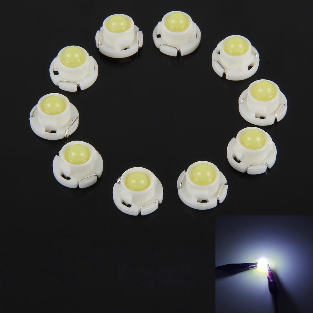 10PCS 2W T4.7 Wedge Instrument Panel LED Light Dashboard Gauge Cluster Indicator Lamp Bulb (White Light)