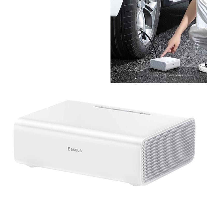 Baseus DC12V 120W Portable Toolbox Smart Air Pump Tire Inflator Car Tire Pump Inflatable Pump with Light (White)