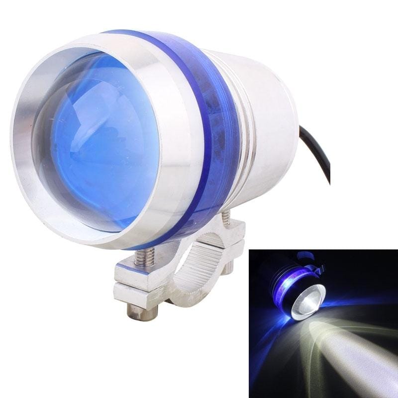 10W 900LM White Light 6500K 1-LED 3-Mode Wired Motorcycle Headlamp, Wire Length:40cm, DC 12V-24V (Blue)