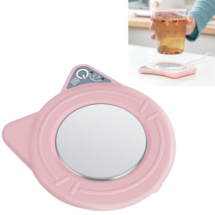Heating Coaster Cartoon Style Constant Temperature 55 Degrees Celsius Heating Coaster, CN Plug (Pink)