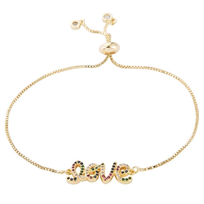 Letter LOVE All Copper Female Bracelet Colorful Zircon Bracelet