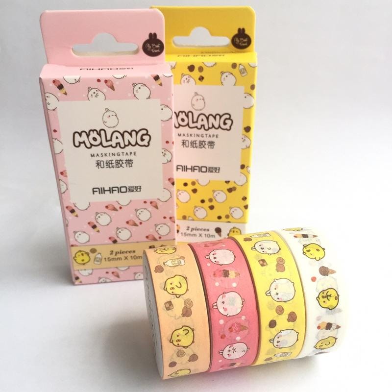 2 PCS Creative Animal Pet Rabbit Tape Adhesive Tape DIY Scrapbooking Sticker Label Craft Masking Tape (Yellow)
