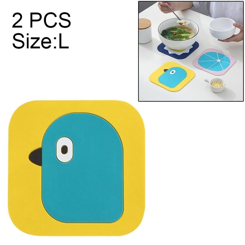 2 PCS Creative Cartoon Insulation Pad Home Dining Mat Coaster Silicone Anti-scalding Bowl Mat, Size:L (Birdie)
