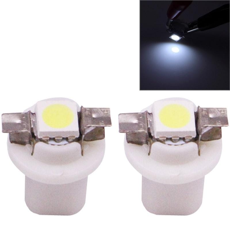 2 PCS B8.5 Blue Light 0.2W 12LM 1 LED SMD 5050 LED Instrument Light Bulb Dashboard Light for Vehicles, DC 12V (White)