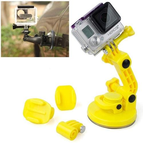 TMC Car Suction Cup Mount + Tripod Adapter + Handle Screw for GoPro Hero 4 / 3+ / 3 / 2 / 1 (Yellow)
