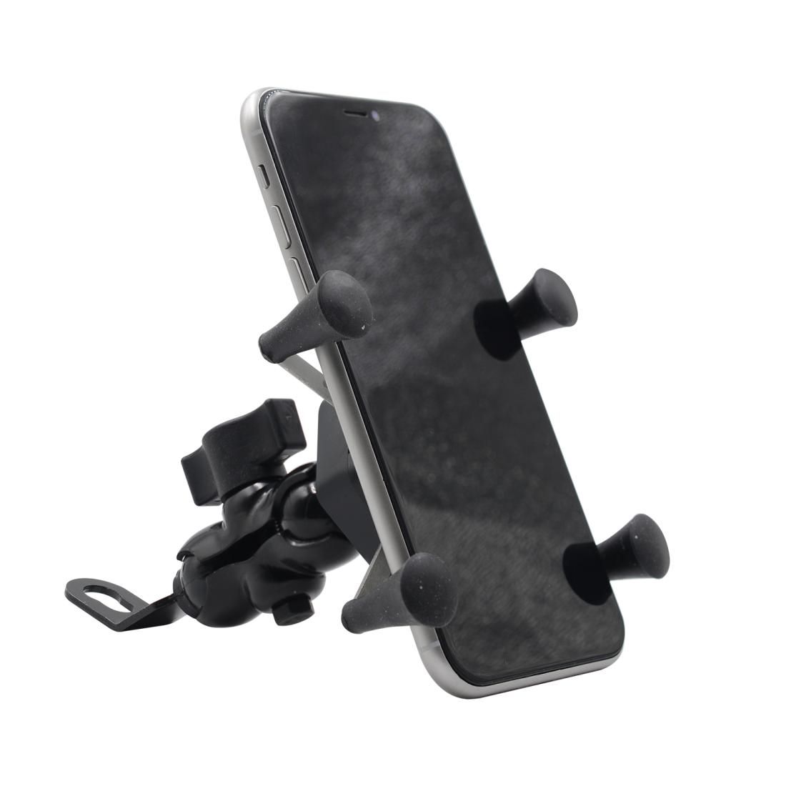CS-330I1 Hexagon X Shape Motorcycle Four-claw Fixed Mobile Phone Holder Bracket, Rearview Mirror Version (Black)