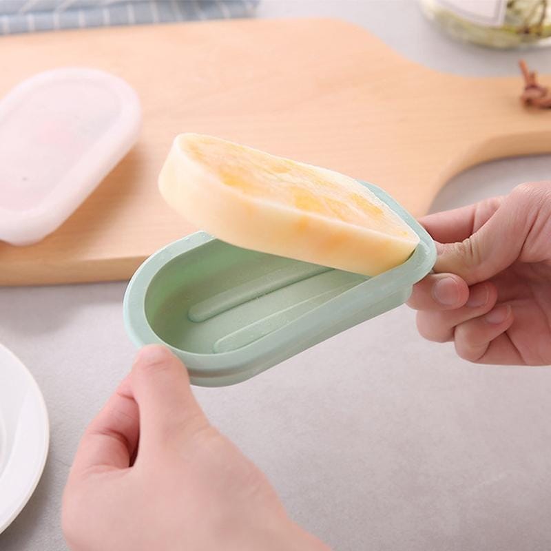 DIY Silicone Popsicle Ice Cream Mold Creative Cute Summer Popsicle Stick Ice Lattice, Style:Strawberry (Olive Green)