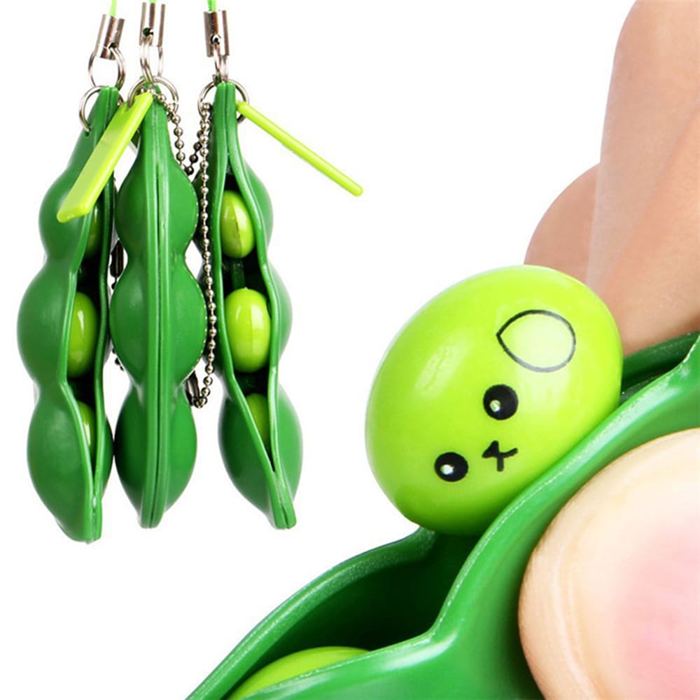 Infinite Squeeze Edamame Bean Pea with Expression Key Chain