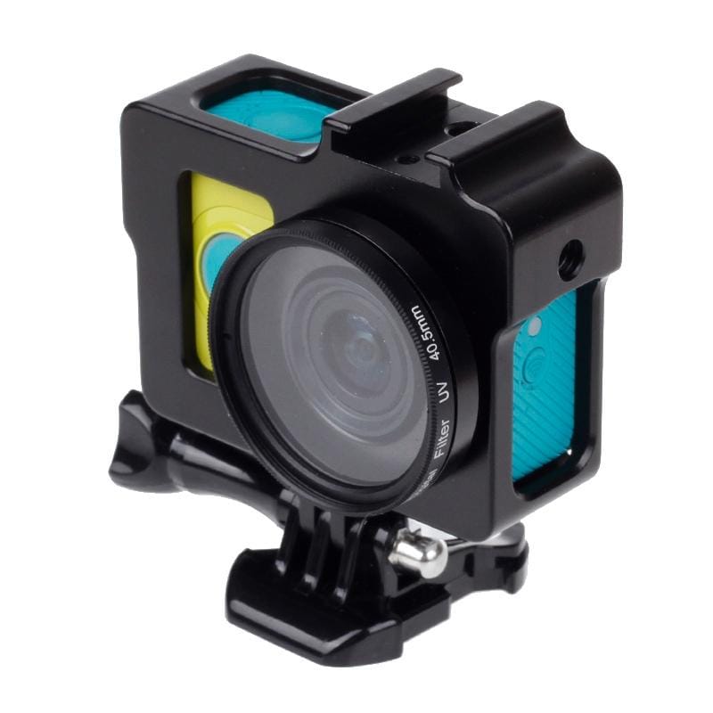 Housing Shell Metal Protective Cage with Basic Mount + Screw + UV Lens Filter for Xiaoyi (Red)