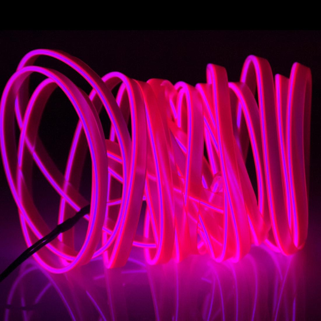 EL Cold Yellow Light Waterproof Flat Flexible Car Strip Light with Driver for Car Decoration, Length: 5m (Pink)
