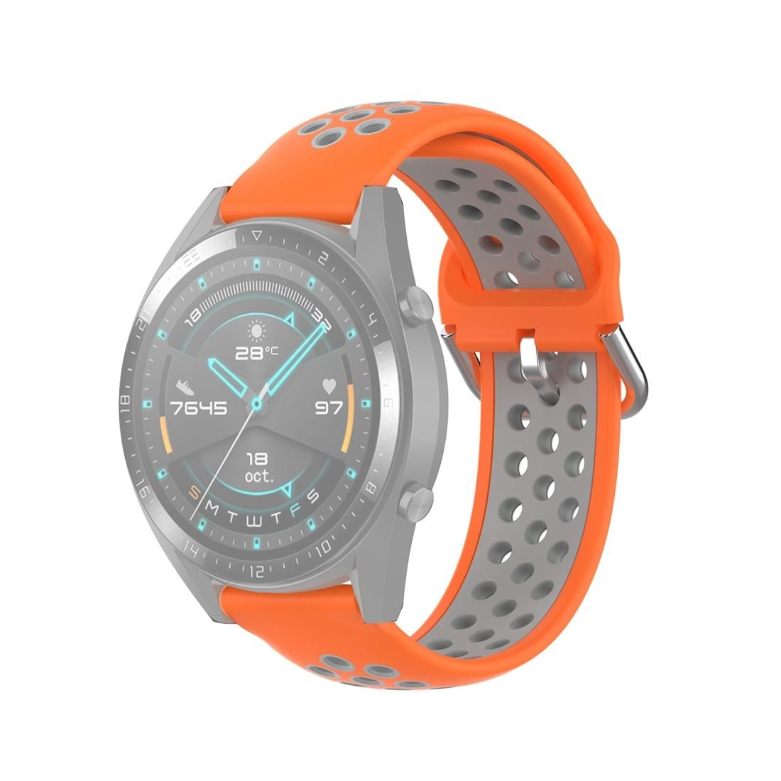 22mm Universal Sports Two Colors Silicone Replacement Strap Watchband (Orange Grey)