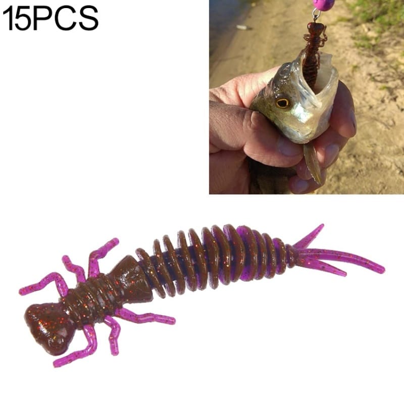 15 PCS 8-color Larvae Silicone Soft Bait Lure Bait, Size:55MM(Purple)