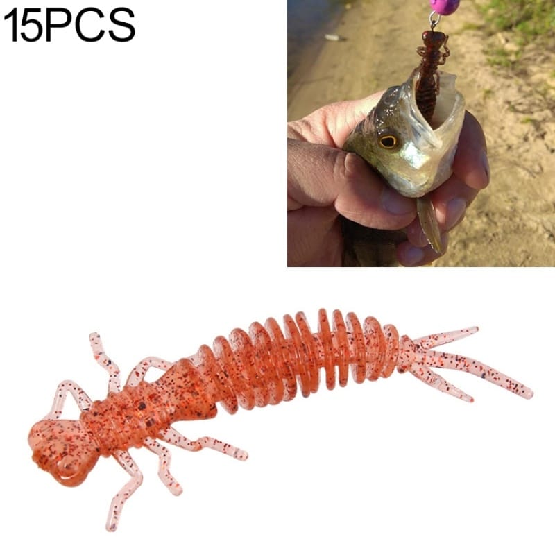 15 PCS 8-color Larvae Silicone Soft Bait Lure Bait, Size:75MM(Pink)