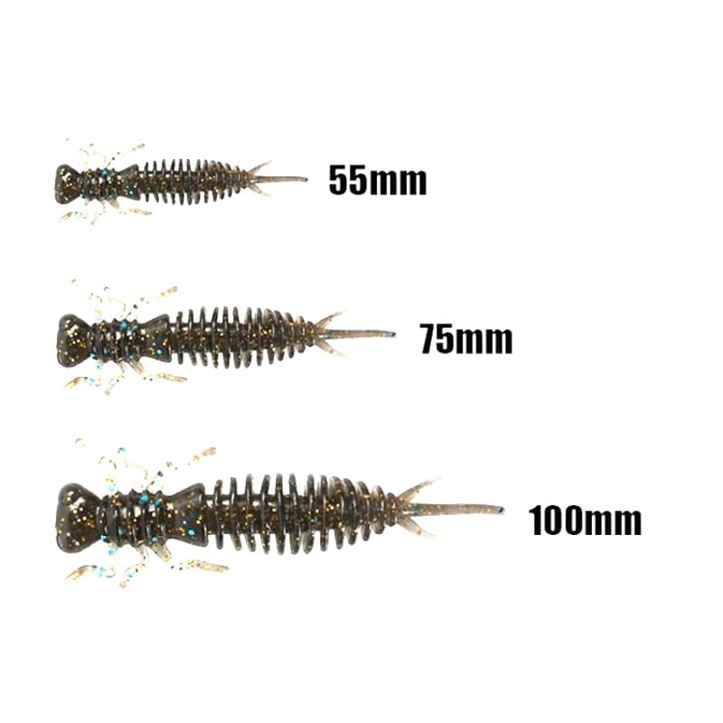 15 PCS 8-color Larvae Silicone Soft Bait Lure Bait, Size:75MM(Fluorescent Green)
