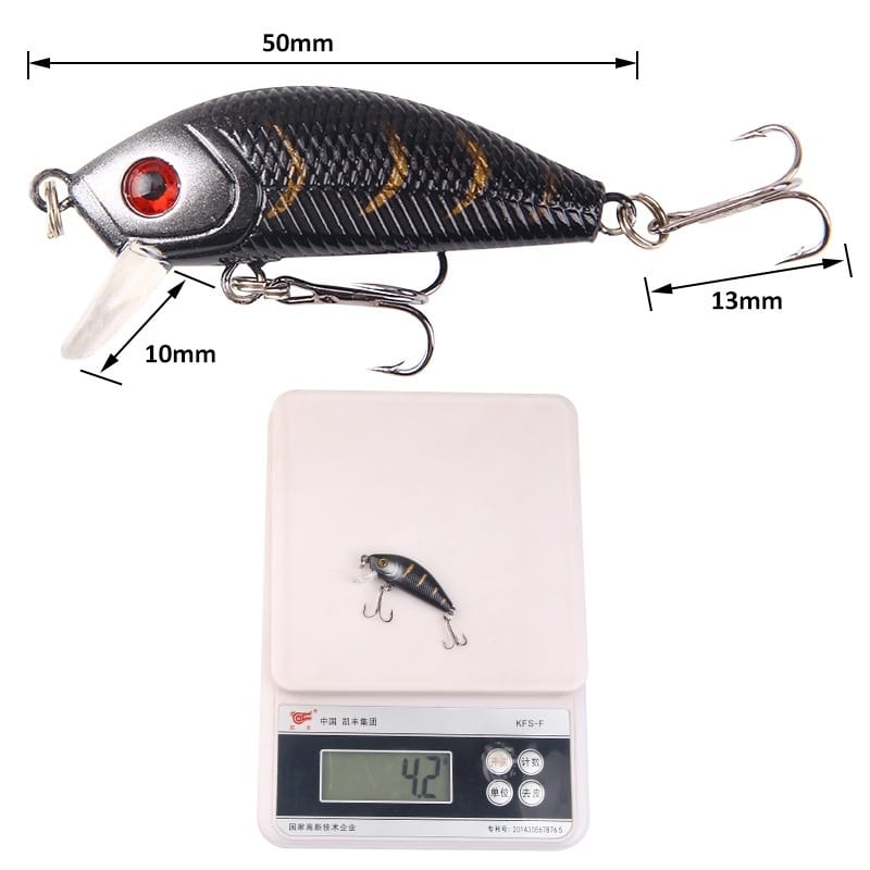 Floating Minor Fishing Bait Minor Rock Road Yat 8 Color Plastic Fishing Bait Hard Bait Fresh Water Bait 5cm/4.2g(Red and white)