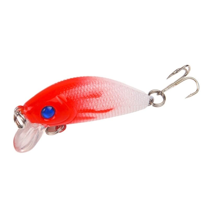 Floating Minor Fishing Bait Minor Rock Road Yat 8 Color Plastic Fishing Bait Hard Bait Fresh Water Bait 5cm/4.2g(Red and white)