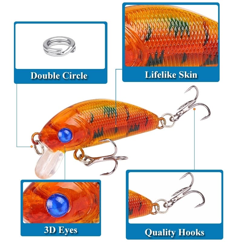 Floating Minor Fishing Bait Minor Rock Road Yat 8 Color Plastic Fishing Bait Hard Bait Fresh Water Bait 5cm/4.2g(black and gold)