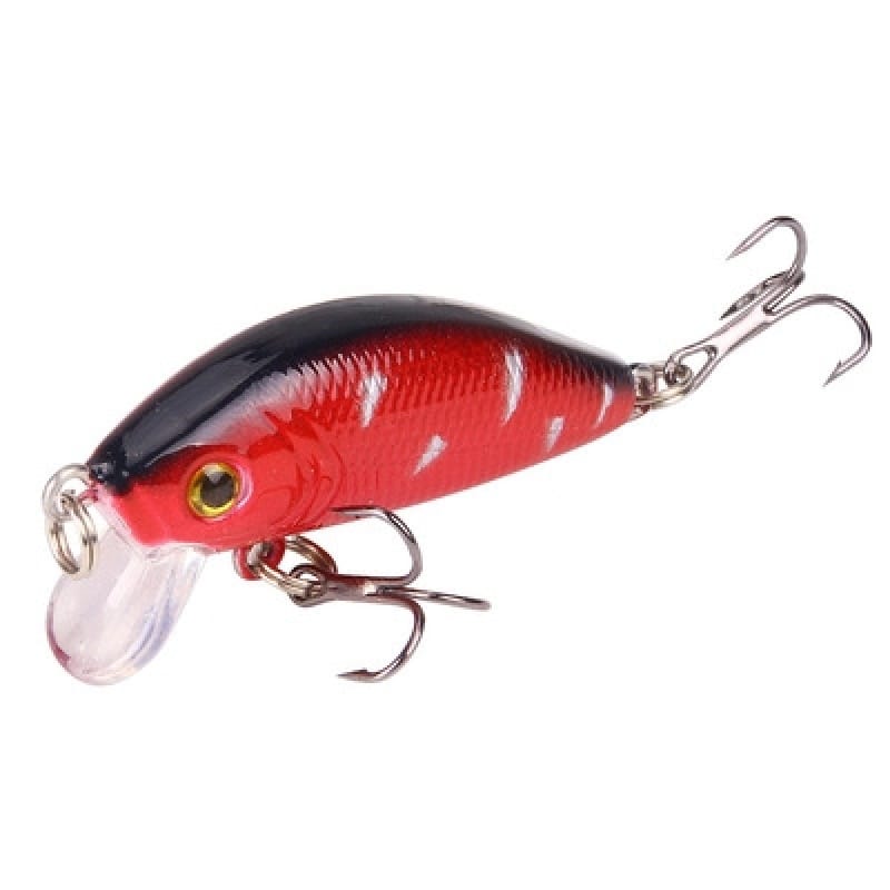 Floating Minor Fishing Bait Minor Rock Road Yat 8 Color Plastic Fishing Bait Hard Bait Fresh Water Bait 5cm/4.2g(black and red)