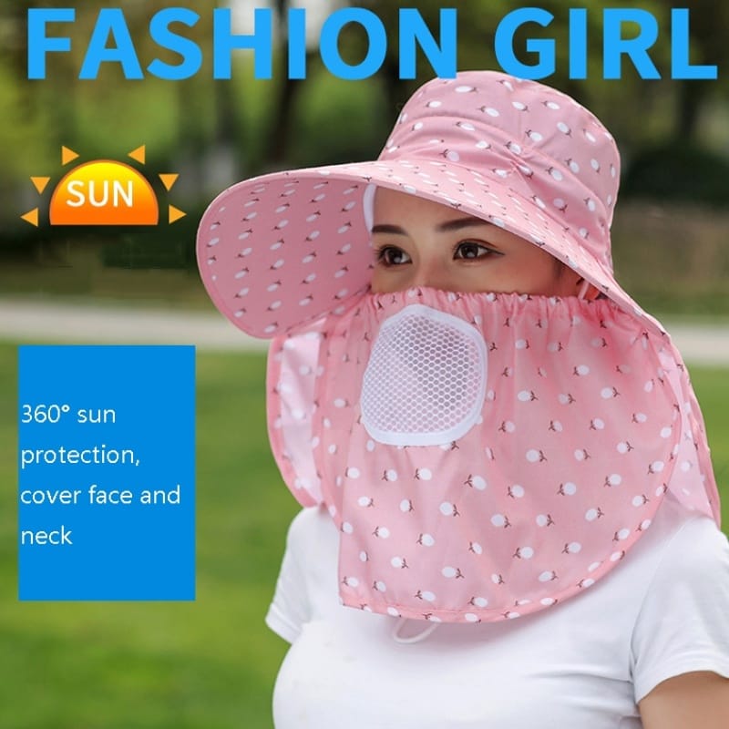 2 PCS Cherry Printing Isolation Cap Sunscreen Face-Covering Outdoor Travel Hat Cap, Colour: Full Cherry (Purple)