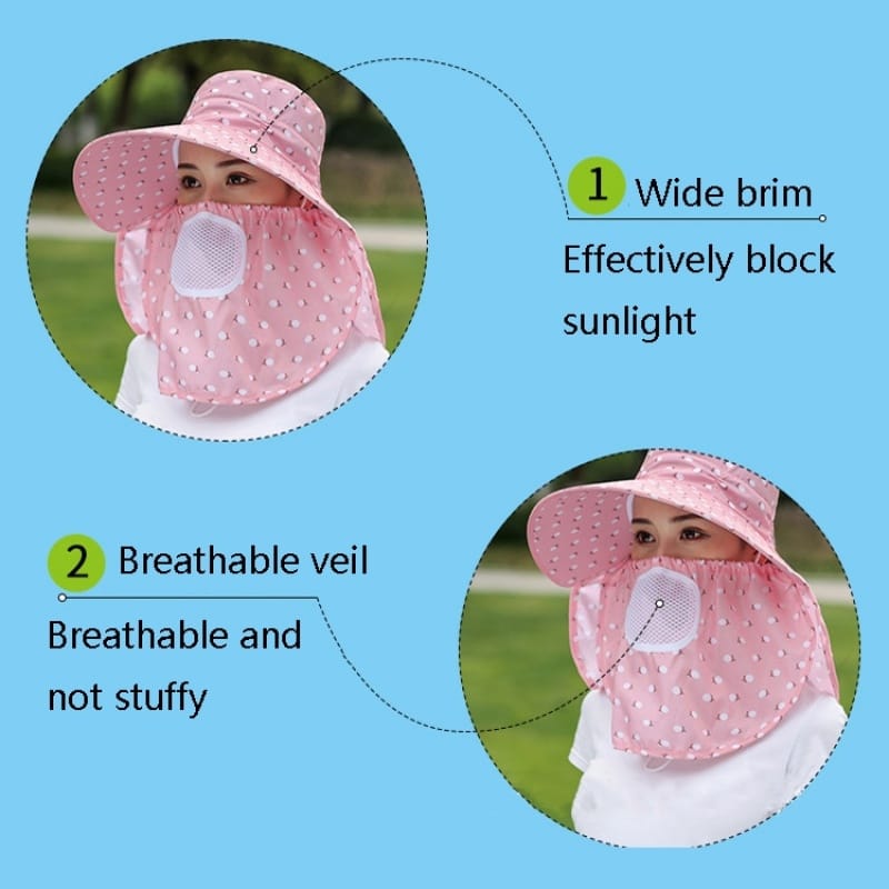 2 PCS Cherry Printing Isolation Cap Sunscreen Face-Covering Outdoor Travel Hat Cap, Colour: Full Cherry (Rose Red)