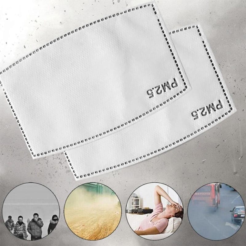 50 PCS 5 Layers Activated Carbon Filter PM2.5 Anti Haze Mouth Mask Replaceable Filter for Adult