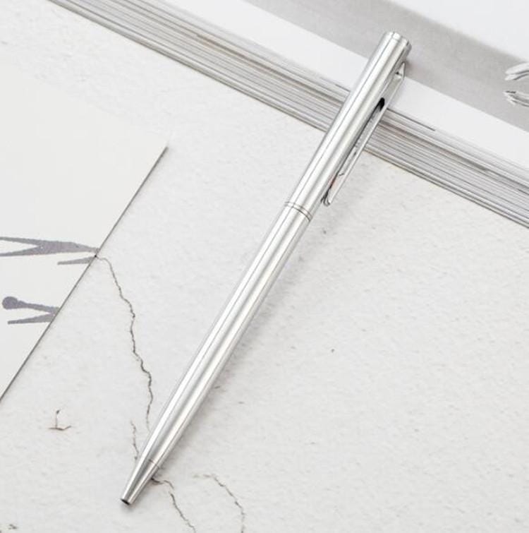 Metal Ballpoint Pen Office Stationery Business Plated Sign Pen, Written:Bullet Type 1.0 (Silver)