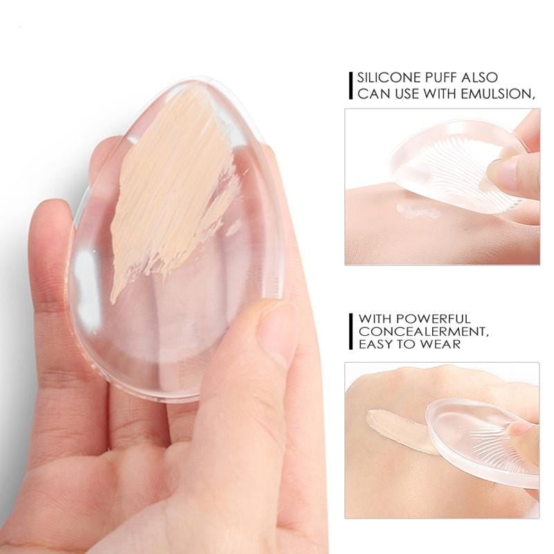 Quadrangle Shaped Great Beauty Facial Makeup Transparent Silicone Smooth Powder Cream Puff (Transparent)