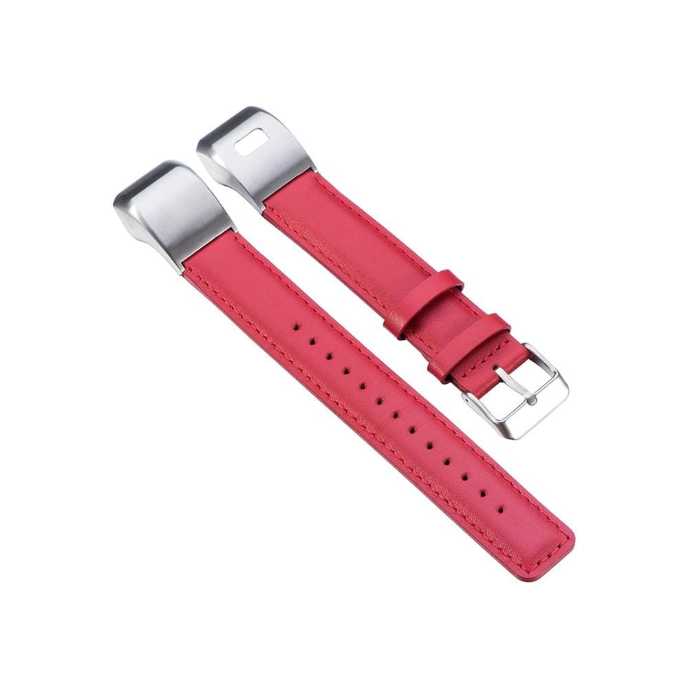 For Garmin Vivosmart HR Plus Genuine Leather Replacement Wrist Strap Watchband (Red)