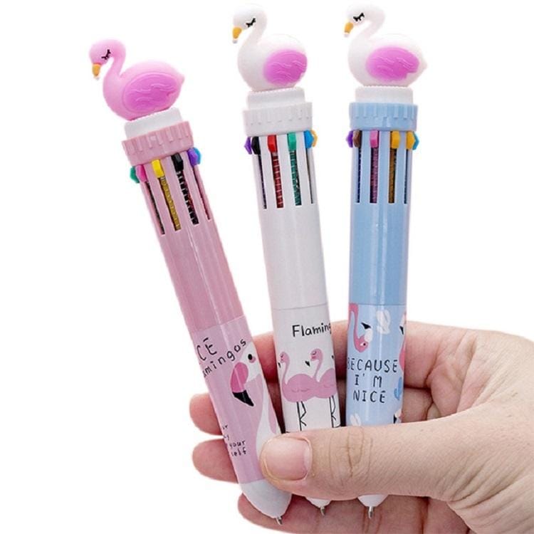 10 PCS Cartoon 10 Color Ballpoint Pen Creative Student Colorful Pen (Color Random Delivery)