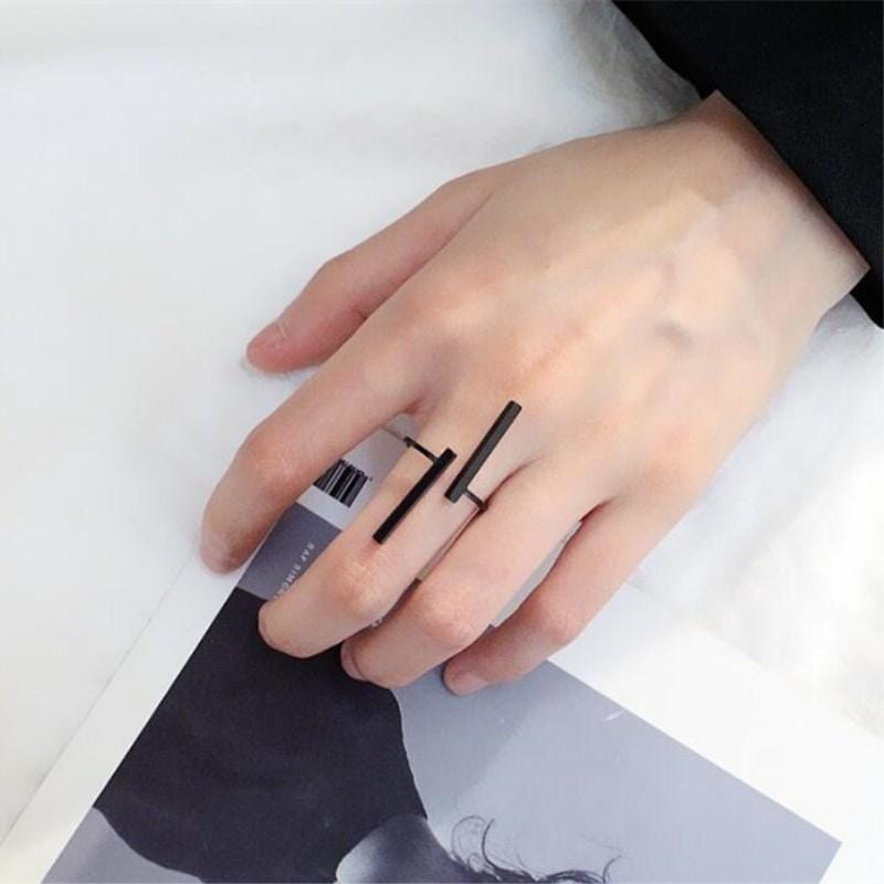 Creative Simple Geometry Opening Finger Rings Personality Jewelry (Silver)