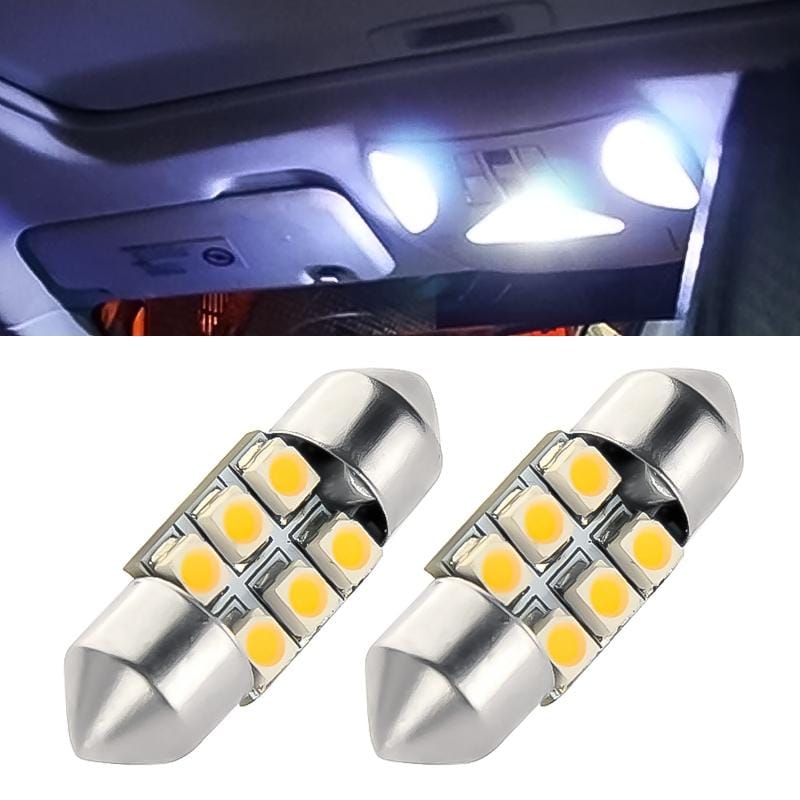 1 Pair 31mm Warm White 6 LED Reading Light Car Bulb (Warm White)