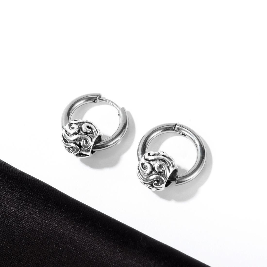 5 Pairs OPK 601 Street Simple Circle Geometric Retro Diverse Stud Earrings Men Jewelry