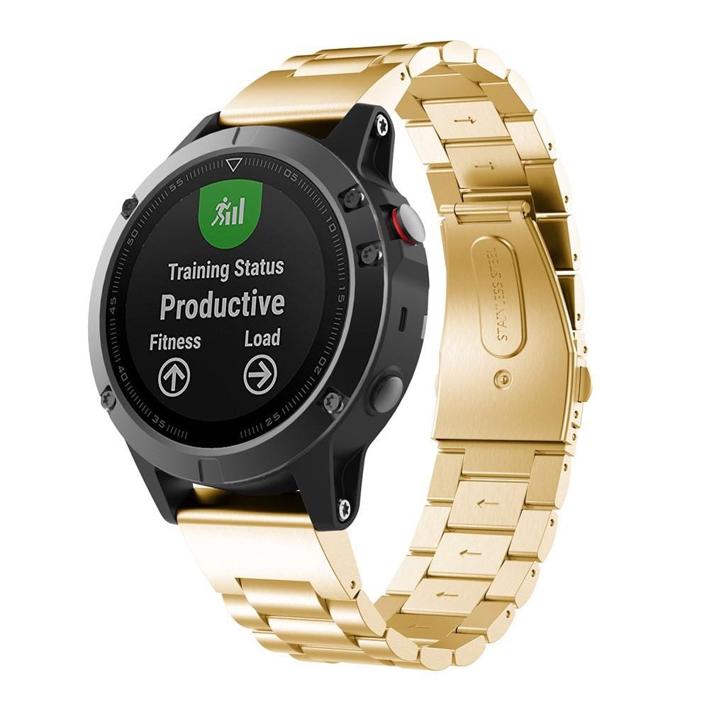 For Garmin 5 20mm Tri-Bead Stainless Steel Steel Watchband (Golden)
