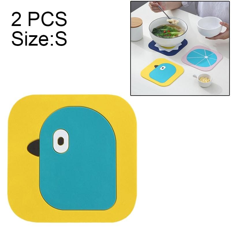 2 PCS Creative Cartoon Insulation Pad Home Dining Mat Coaster Silicone Anti-scalding Bowl Mat, Size:S (Birdie)